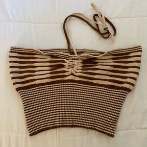 Brown and cream summer crop top from Shein.